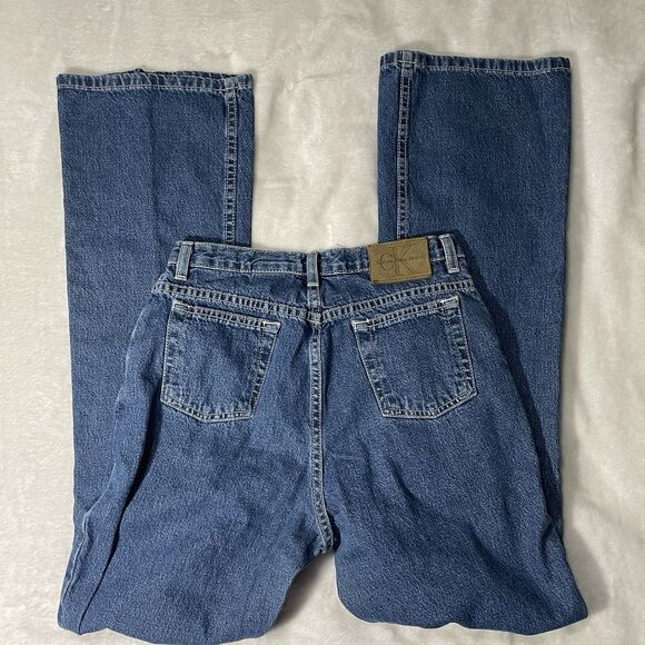 Vtg 90s Calvin Klein Jeans Size 16 Bootcut Double Stone Wash Blue Denim Y2k - Picture 5 of 6